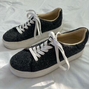 Betsey Johnson Black Glitter Sneakers
